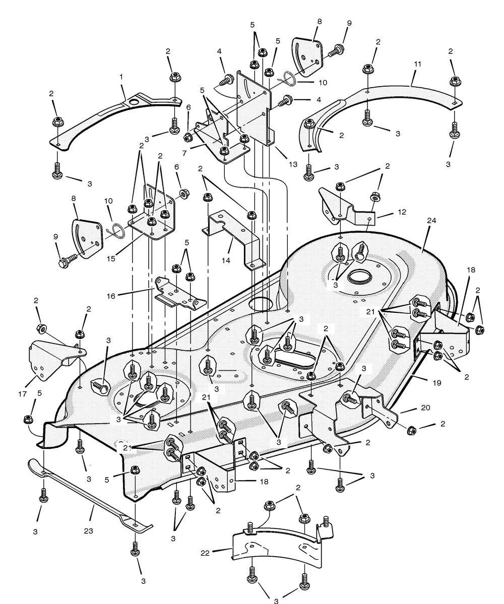 Mower Housing Diagram and Parts List for 525607X692A 2001 Briggs and Stratton Lawn Tractor